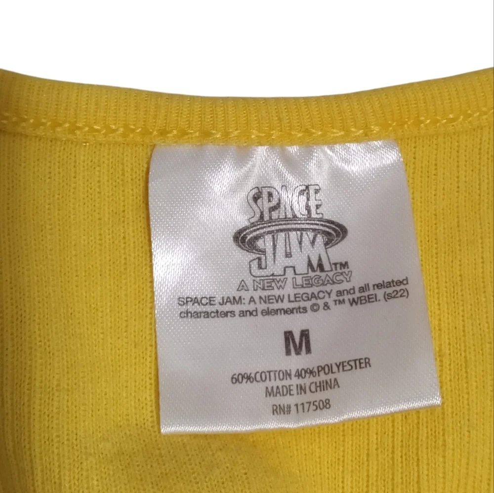 Space Jam Tune Squad Yellow Crop Top Shorts 2 Piece Cartoon Lounge Set Sz M - Picture 4 of 8